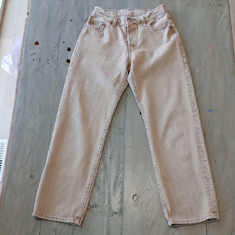 Wide Leg Tan Levi's 501s
